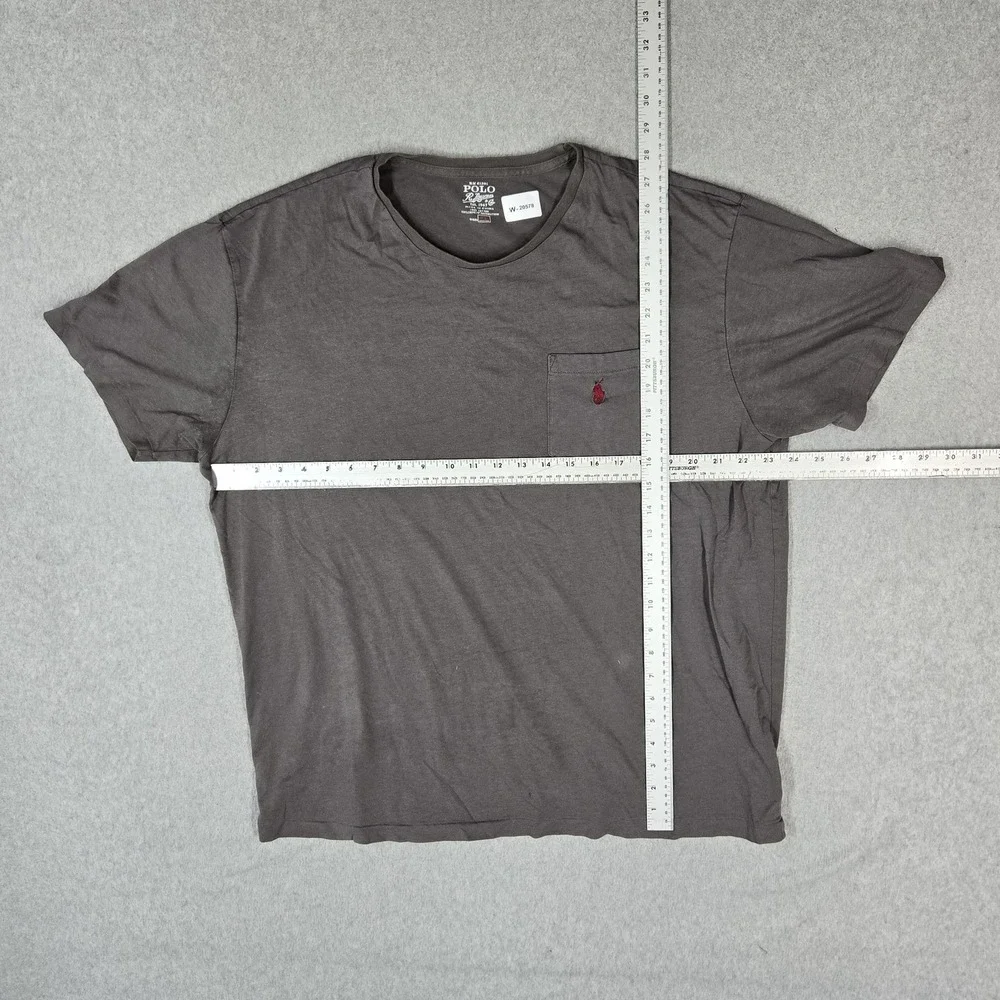 Polo Ralph Lauren Men Shirt XL Gray Embroidered Pony Pocket Short Sleeve READ